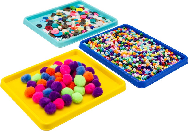 Storex Small Craft & Activity Tray â€“ Plastic Arts and Crafts Organzier for Paint, Beads and Slime, Assorted Primary Colors, 48-Pack (00400E48C) - Image 4